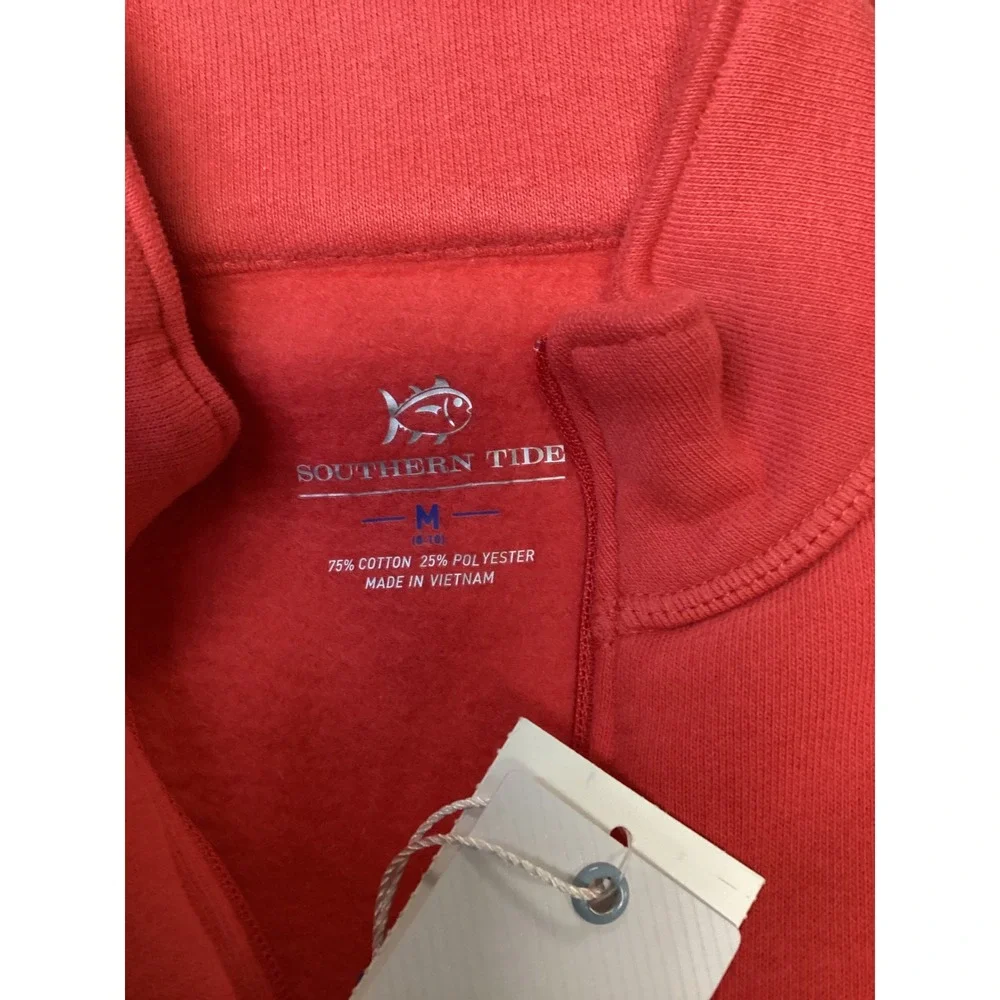 Southern Tide Kids Crab Red Quarter Zip Pullover Fleece Sweatshirt Size M 8-10